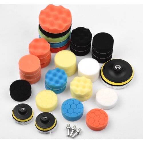 39Pcs Polishing Pads Kit 3 Inch 5 Inch Car Buffing Sponge for Automobiles Yachts Self-adhesive Wool Pad