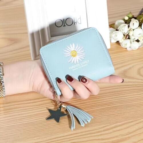2020 New Korean Fashion Mini Wallet Tassel Daisy Student Coin Purse Bank Card holder Wallet Cute Small Coin Purse For Women