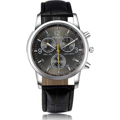 2021 New Luxury Brand Womage Round Dial Shape Wristwatch Casual and Fashion Quartz Watch with Leather Watch Men Luxury Brand
