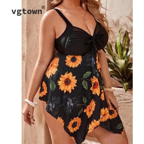 2022 New Bikini Two-piece Set Plus Size 6XL 8XL Swimwear Women Plus Size Print Tankini Swimsuit Beachwear Padded Swimwear