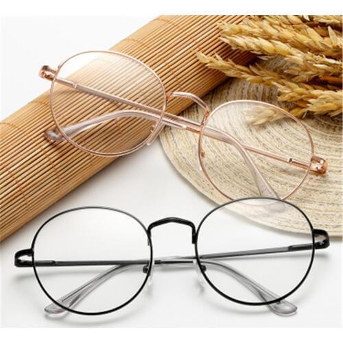 1PC Metal Round Vintage Myopia Glasses Women Men Ultra Light Resin Reading Glasses Vision Care -1.00~-4.0 Diopter