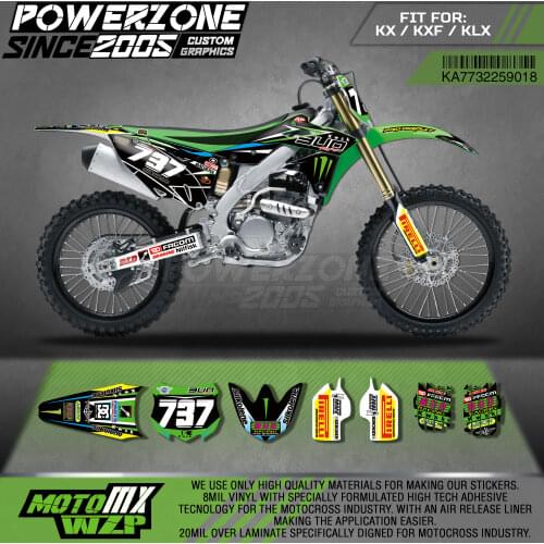 PowerZone Custom Team Graphics Decals 3M Stickers Kit For Kawasaki Sticker Decal 2013-2016 KX250F 18