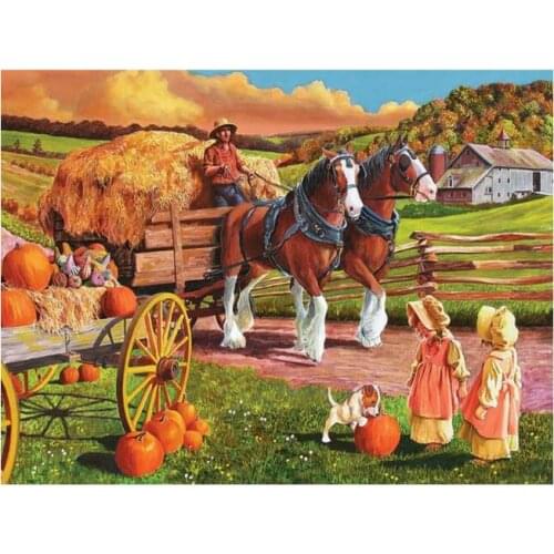 Scenery Diamond Embroidery Painting Rural Horse Mosaic Rhinestones Sticker Wall Decor Puzzle Picture Toy Diamond Dotz Large Size