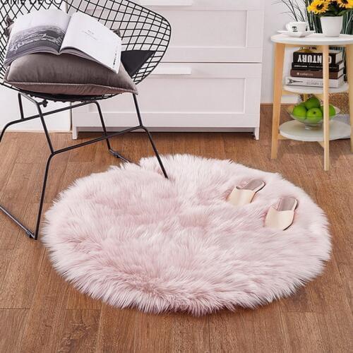 Pink Soft Faux Fur Wool Living Room Sofa Rugs Plush Mat Bedroom Cover Mattress Xmas Door Window Round Rugs