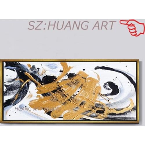 Hand-painted gold abstract oil painting and modern art photo wall of the sitting room the bedroom home decoration