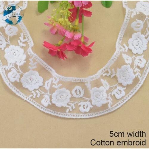 5cm width white lace cotton embroid lace sewing ribbon fabric guipure diy trims warp knitting DIY Garment Accessories#3288