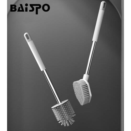 BAISPO TPR Silicone Head Toilet Brush Set For Bathroom Floor-StandingToilet Brush Fast Cleaning Tool Home Bathroom Accessories