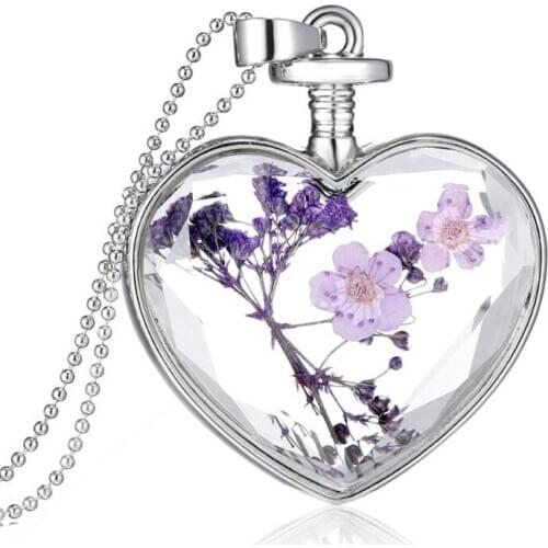 1PC Real dry flower glass locket necklace Real Flower Botanical Necklace Flower Botanical Necklace