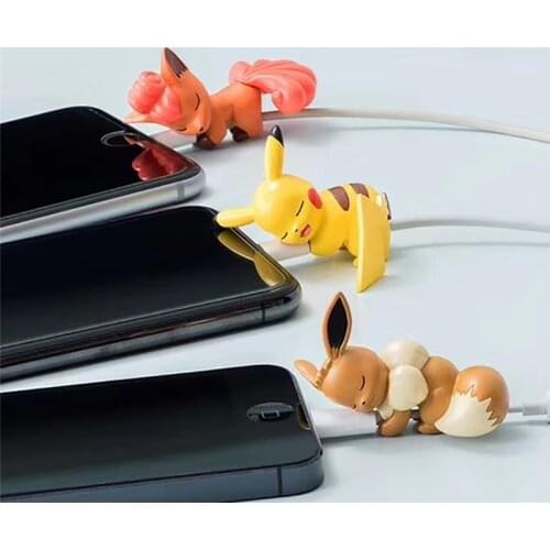 TAKARA TOMY Pokemon Pikachu Data Cable Protective Cover Figure Animation Image Universal Charger Anti-breaking Rope kids Gift
