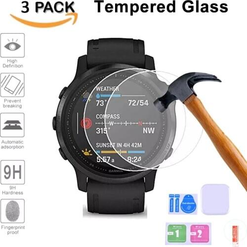 3pcs Ultra Clear Tempered Glass film Screen Protector Cover Clear Protective Film Guard For Garmin Fenix 5 5s Plus 6S 6X 6 Pro