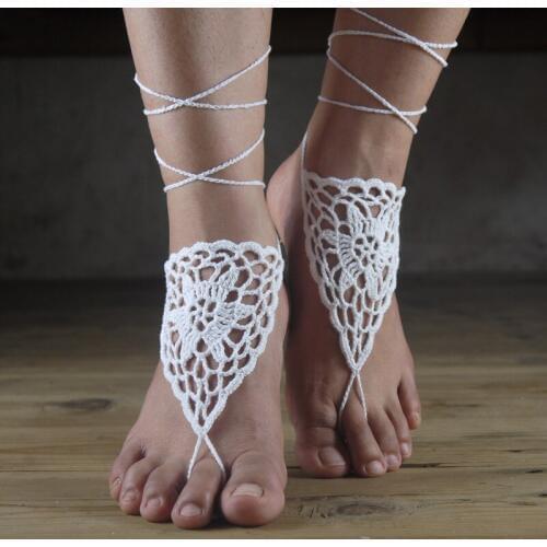 Crochet Barefoot Sandals, Anklet Barefoot Sandles, Foot jewelry, Steampunk, Victorian Lace, Black