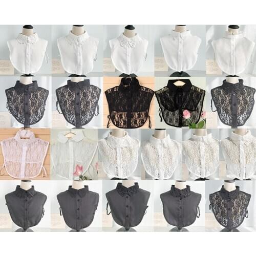 Ladies Lace Black/White Fake Collar Women Lace Hook Flower Vintage Fake Shirt Collar Necklace Choker Collar