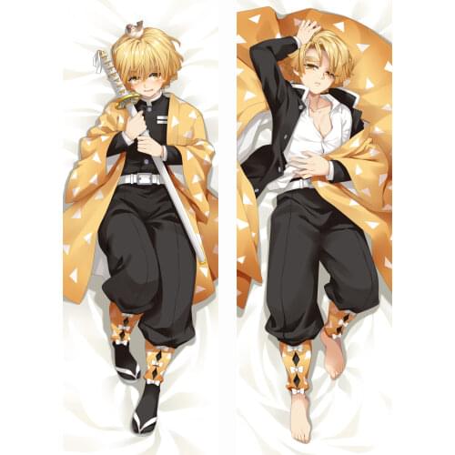 Japanese Anime Dakimakura Demon Slayer: Kimetsu no Yaiba Hugging Body Pillow Case Agatsuma Zenitsu Male BL Otaku Costume Cover