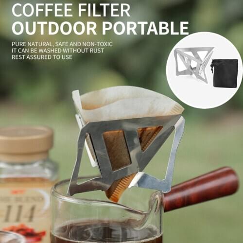 1 Set Stainless Steel Coffee Filter Holder Home Outdoor Camping Folding Portable Coffee Drip Rack Dripper