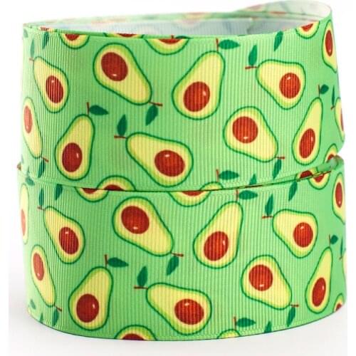 10yards -Grosgrain ribbon - cute avocado fruit pattern printed ribbon