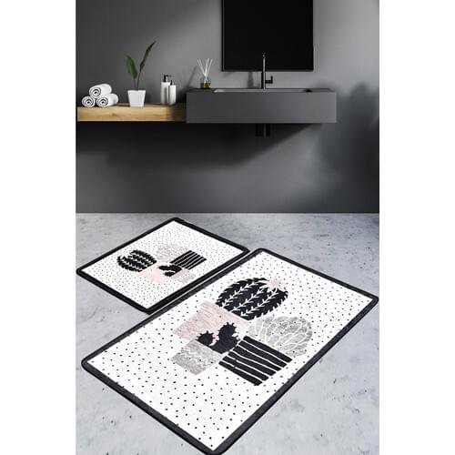 Hayveys Three Cactus Digital Printed 2 Set Bath Mat