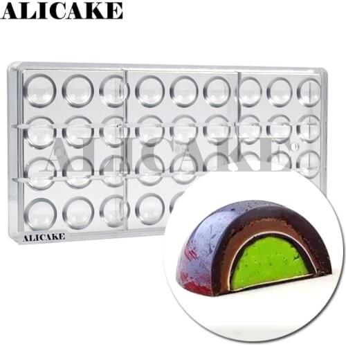 3D Chocolate Mold Tray Sphere Thick Polycarbonate Chocolate Mould for Bakery Cake Form of Chocolate Moulds Baking Pastry Tools