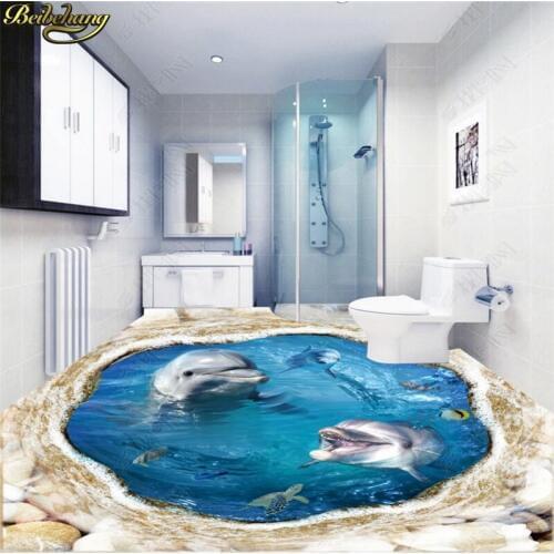 Beibehang papel de parede 3d Custom Photo Wallpaper Floor Stickers Art Dolphin Undersea 3D Flooring wall papers home decor