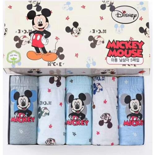 5pcs/Disney Marvel Boys Underwear Cotton Mickey Children Underwear Breathable Boy Briefs Dinosaur Cartoon 2-14 Year Old Boy
