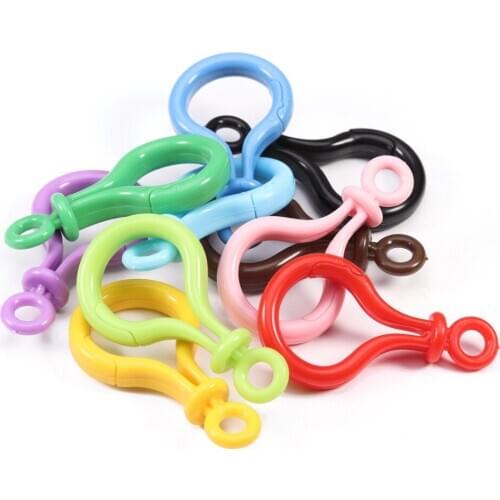 5pcs/Lot 30x57mm Multicolor Plastic Bulb Shape Key Ring Clasps Bag Purse Key Ring Hook Finding Keychain Jewelry Making Buckle