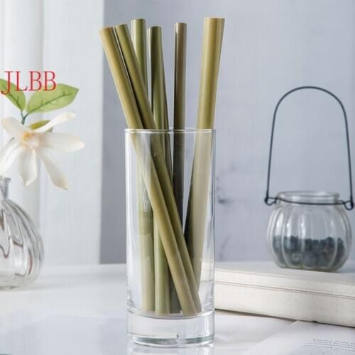 Bamboo Straw Natural Reusable Environmental Protection Wine Glass Milk Tea Straw With Cleaning Brush Kitchen Bar Accessories