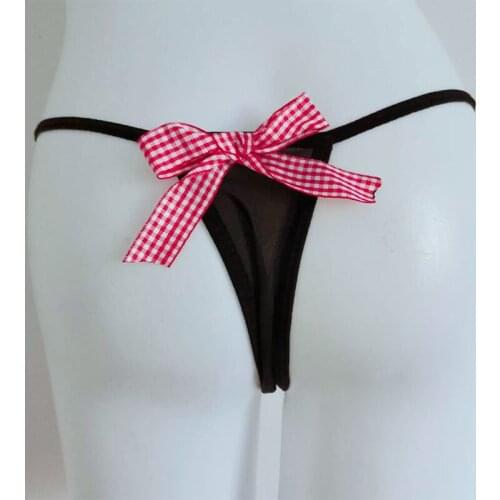 Bowknot Mini Bikini Lace Crotch Transparent G String Thong Underwear Cute Girly Sexy Women Panties Seamless Briefs Underpants