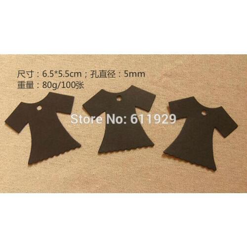 Free shipping blank dress shape black matte paper tag 6.5x5.5cm/DIY price tag/gift label/clothing tag printing 400 pcs a lot
