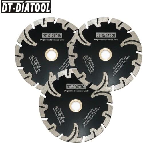 DT-DIATOOL 3pcs Dia 5inch/125mm Segmented Deep Teeth Diamond Saw Blades for angle grinder Cutting Disc for Granite