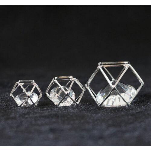 HOT!!2/pcs rhinestone beads crystal arc cube silver-color cage pendant 15mm 18mm 27mm fit diy women jewelry B882