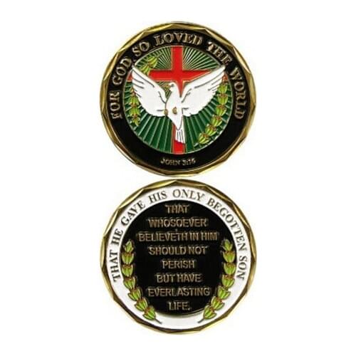 Cheap custom coin enamel hot sales John 3:16 / For God So Loved The World Challenge Coin low price custom coin die stamping