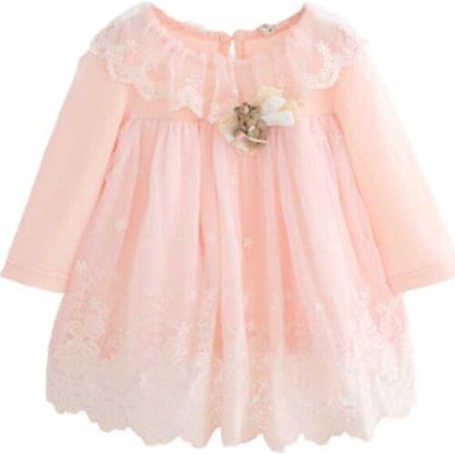 Infant Dress 2021 Baby Girl Clothes Newborn Kids Long Sleeve Dresses Children Girl Cartoon Bear Pattern Cute Dress