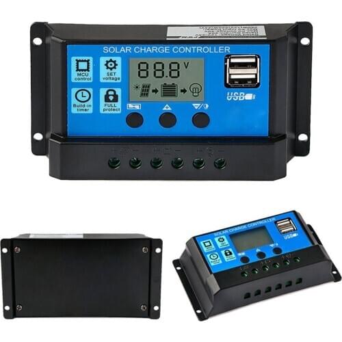 Intelligent Solar Charge Controller PWM Controller Regulator With Dual USB LCD Display Solar Panel Battery Controllers