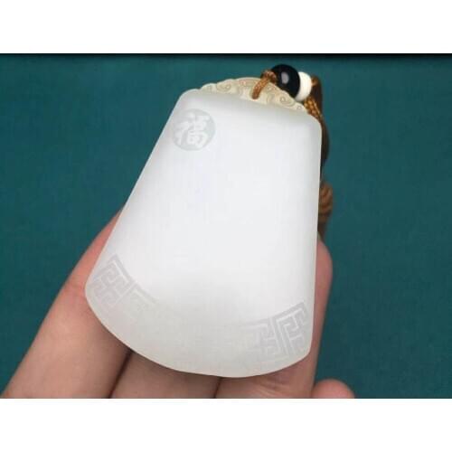 J10#Hetian jade white jade pendant, jade oil run