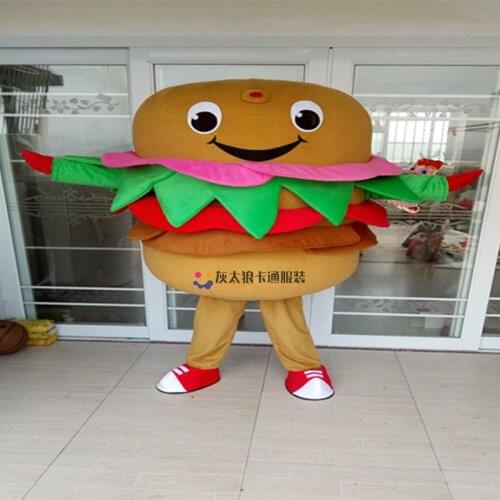 New Burger Mascot Costume Adult Size Cartoon Ham Hamburg Hamburger Fast Food Theme Anime Cosplay Costumes Carnival Fancy