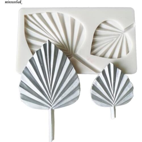 Minsunbak Sugarcraft Leaf Silicone Mold Fan Shape Fondant Mould DIY Wedding Cake Decoration Chocolate Candy Tools