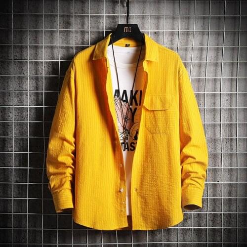 Harajuku Fahsion Mens Plaid Shirt Long Sleeve High Quality 2020 Japan Style Loose Streetwear Plus Size Jacket Shirts M-4XL