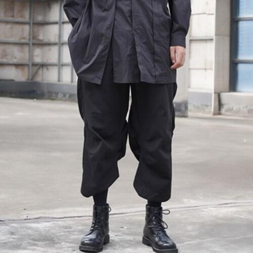 Yamamoto Yoshi dark wind loose straight legs wide legs men INS small irregular design sense nine casual pants