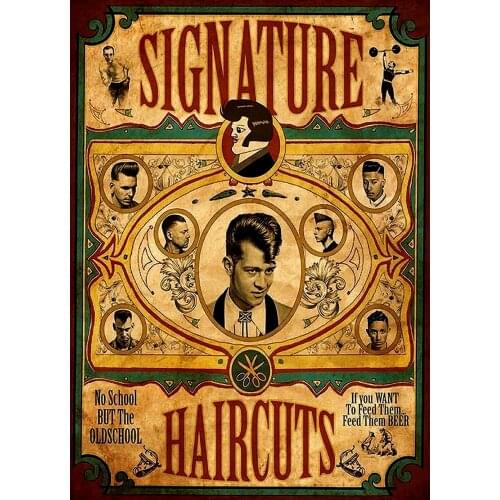 Mens Hairstyle Beard Posters Retro Kraft paper Interior Painting Restoring Wall Sticker Wall Art Barber Shop Home Decoration UI