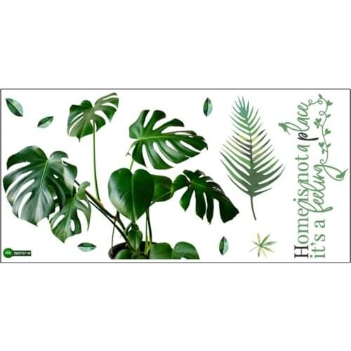 1 Piece Green Plants Wall Decal For Home Bedroom Removable Self-Adhesive 3D Leaf Art Mural Wall Sticker Decoration Accessories