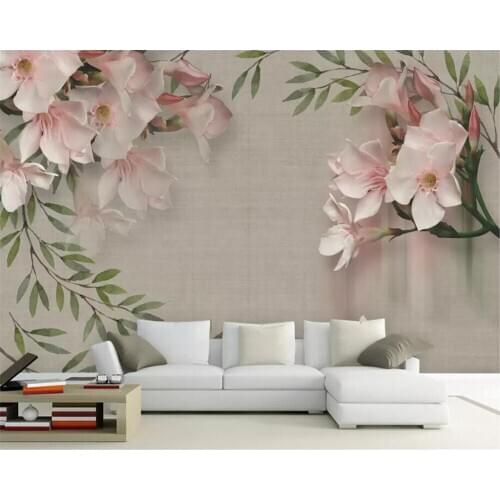 Beibehang Custom mural 3d wallpaper Vintage elegant pink floral sofa tv background wall papel de parede wall paper home decor