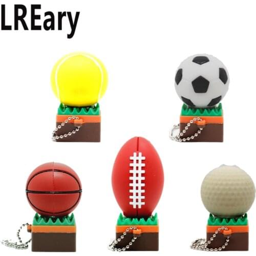 New sports ball model USB Flash Drive Football/basketball/Golf/rugby/tennis with grass Memory disk Pen drive Thumbdrive Stick