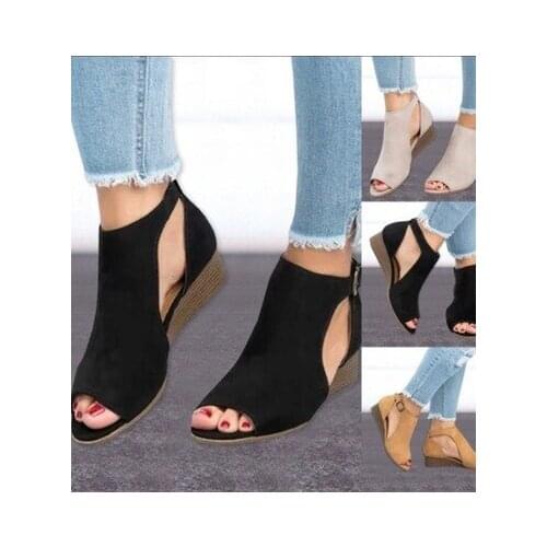 2021 New Women wedge buckles fish mouth sandals gladiator women sandals mid heel sandals ladies summer peep toe women shoes