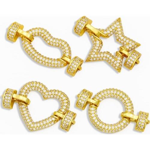OCESRIO Brass CZ Star Bracelet Connector Charms for Jewelry Making Heart Necklace Clasps Accessories for Jewelry Bulk cspa102
