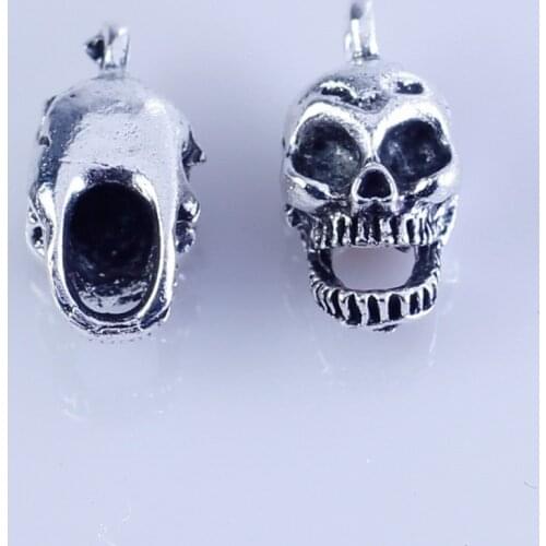 Wholesale 50pcs silver plated steampunk style Skull Big Hole Beads Fit Bracelet Skull European