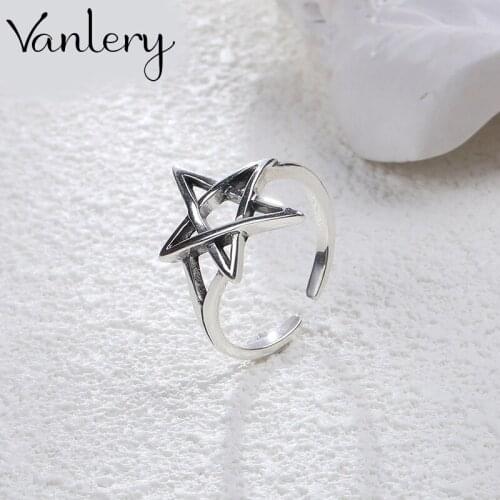 Wholesale Antique Silver Color Star David Rings For Women Statement Jewelry Finger Ring anillos mujer bijoux