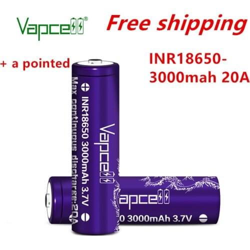 Vapcell original INR 18650 3000mah 20A 3.7v li ion recharge battery high quality button top batteries long life for Flashlight