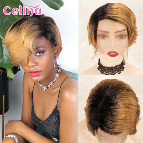 Pixie Cut Bob Lace Front Human Hair Wigs Short Straight Lace Front Wigs 150% Density 13x4x1 Lace Human Hair Wig For Black Women