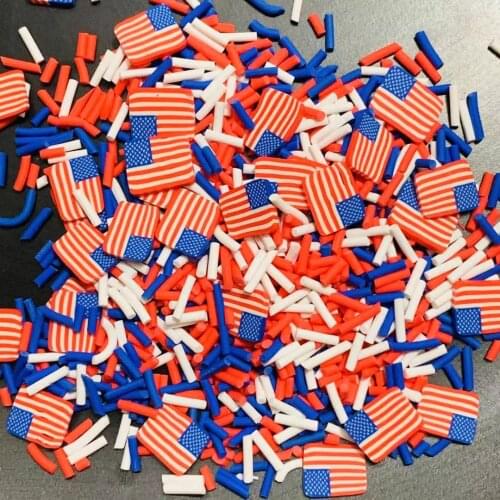 50g Polymer Clay American Flag Slices Hot Clay Sprinkles for Nail Art Craft Slime Filling Accessories DIY Making Phone Deco