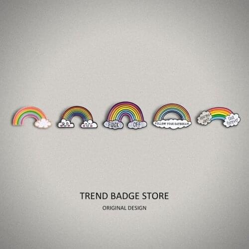 Multi Syles Rainbow Clouds Enamel pin Dark White Brooches Bag Clothes Lapel Pin Badge Jewelry Gift for Kids Girls
