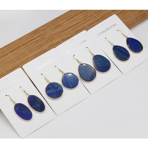 Natural Lapis Lazulis Pendant Earrings Fashion a Pair Agates Stone Pendant Earrings for Women Jewelry Earring Exquisite Gift